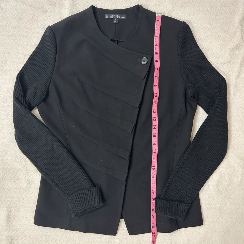 LAFAYETTE 148 Women Black Extrafine Wool Sweater sleeves jacket blazer - sz L - Picture 14 of 14